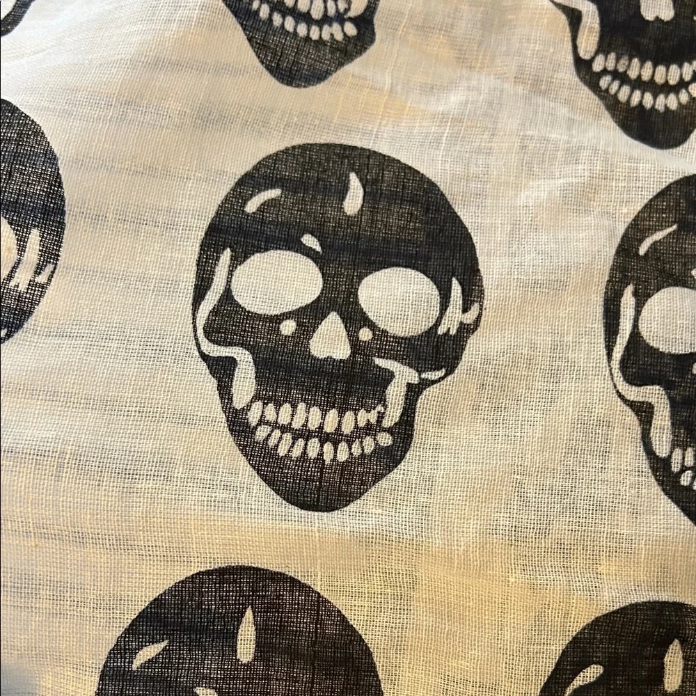 Raj Black & Cream Skull Cotton Scarf NWT | Lightweight Boho Rocker Wrap